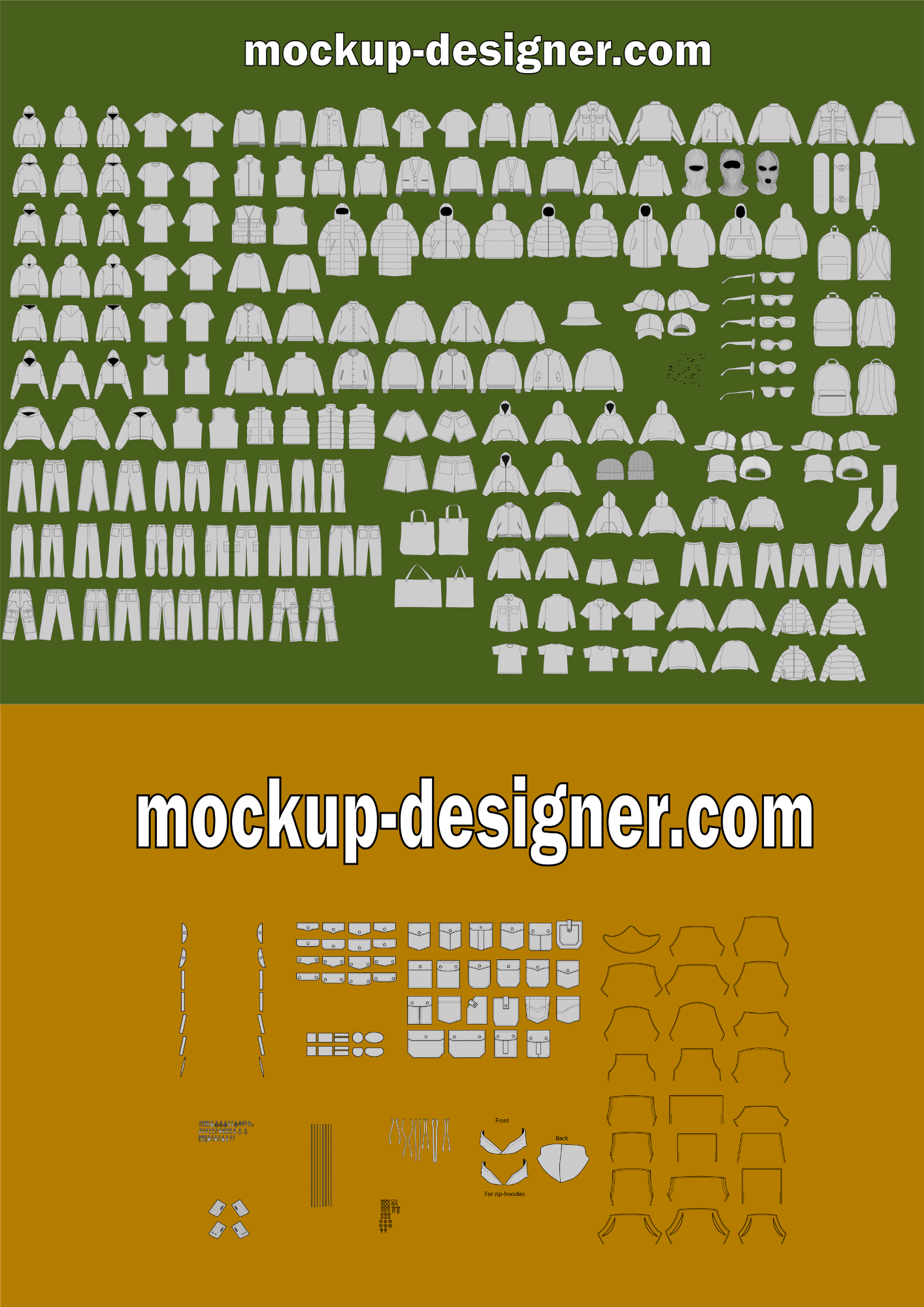 Super pack tout en 1 - 1000 mockups - Tech pack template - Liste de fournisseur - Guide