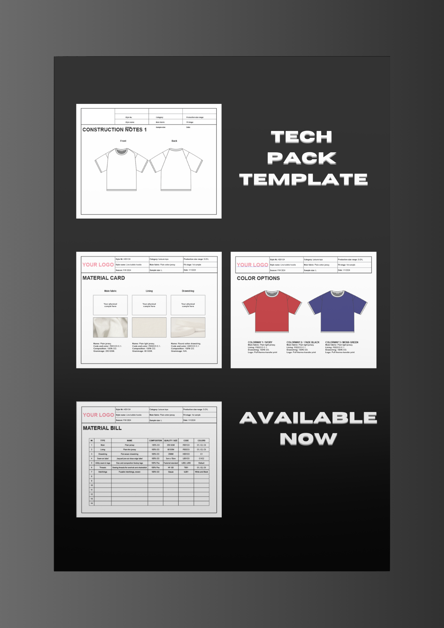 Super pack tout en 1 - 1000 mockups - Tech pack template - Liste de fournisseur - Guide
